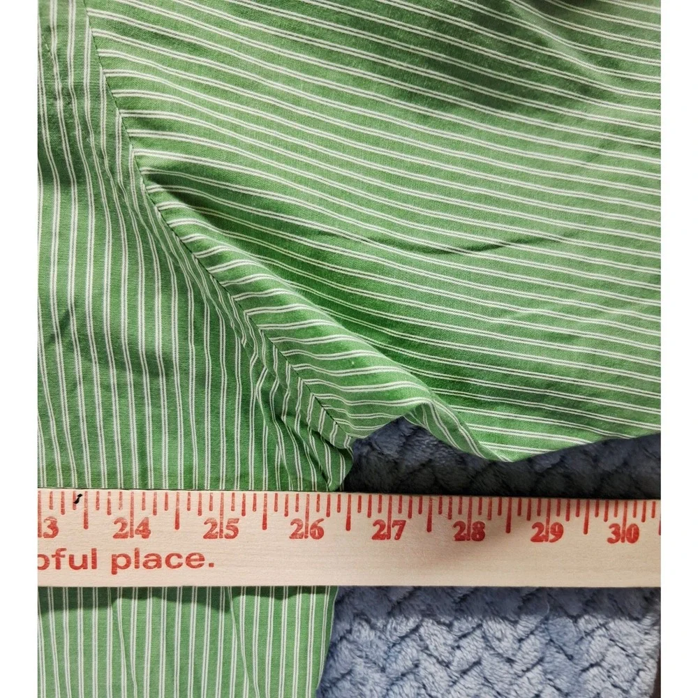 Ralph Lauren Yarmouth Mens 17.5 Green Striped 36/37 Button Down Shirt Preppy